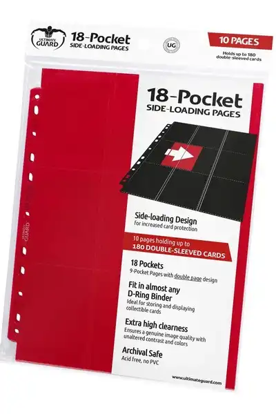 ULTIMATE GUARD -  18 Pocket, Side-Loading - Hoja Archivadora TCG - Roja